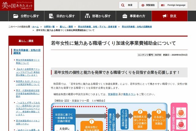【上限50万円】秋田県「若年女性に魅力ある職場づくり加速化事業費補助金」は行動計画が要る？経費を解説！ | 採用補助金