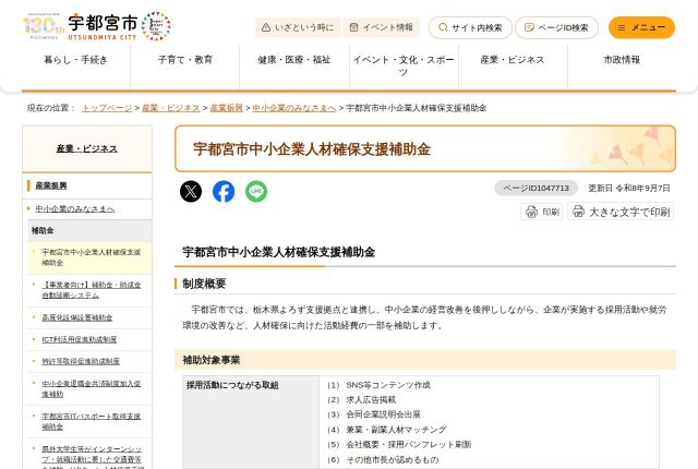 【上限50万円】「宇都宮市中小企業人材確保支援補助金」はよろず支援拠点が必須？対象の取組を解説！ | 採用補助金
