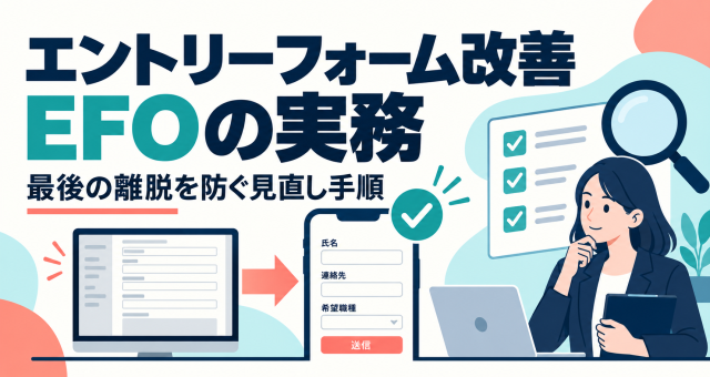 エントリーフォーム改善（EFO）の実務と、応募直前の離脱を防ぐ見直し手順を紹介する表紙。