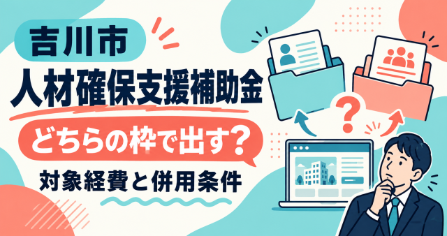 吉川市人材確保支援補助金はどちらの枠で出すか、対象経費と併用条件