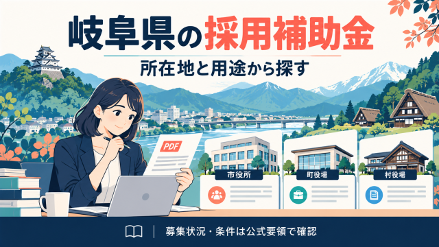 岐阜県の採用補助金、所在地と用途から探す