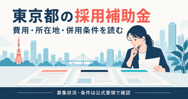 東京都の採用補助金を費用・所在地・併用条件から読む