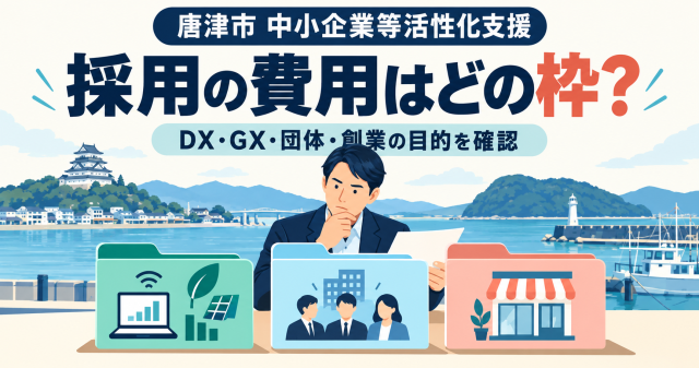 唐津市中小企業等活性化支援で採用の費用はどの枠か、DX・GX・団体・創業の目的を確認