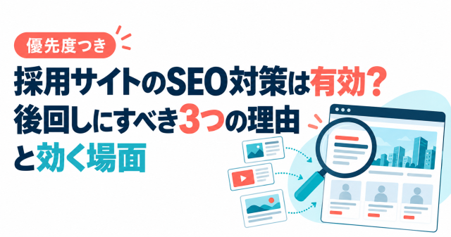 採用サイトのSEO対策は有効か、後回しにすべき3つの理由と効く場面を解説する記事の表紙